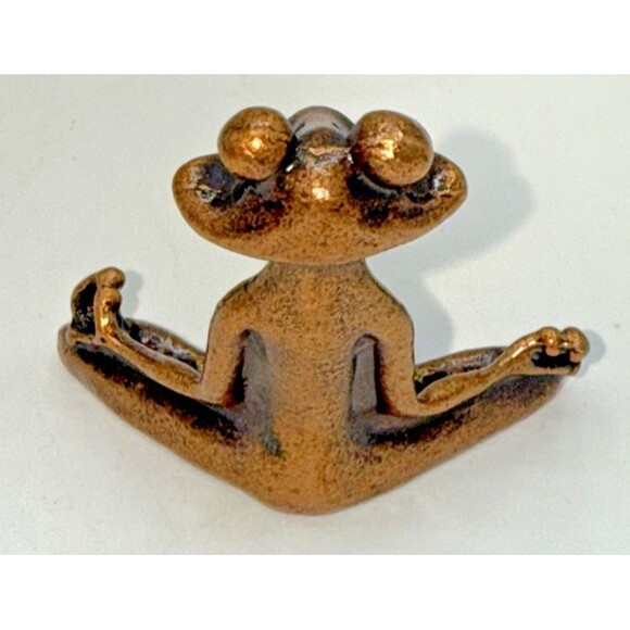 Mini Zen Frog Meditation Incense Burner Brass Tone Namaste Figurine Miniature 2” - Picture 12 of 14